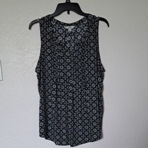 Croft & Barrow Black and Blue Geometric Tank Top Rayon